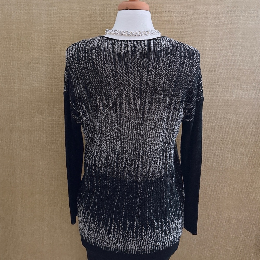 Eileen Fisher Wool Linen Sweater Knit Semi Sheer Modern Chic Black Luxe Medium - Picture 7 of 11